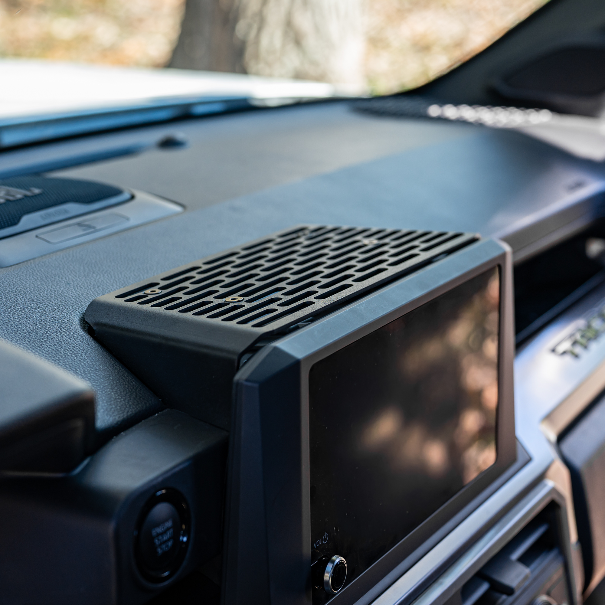 Mountech dash mount installed above the 8-inch screen in a 2024 Toyota Tacoma